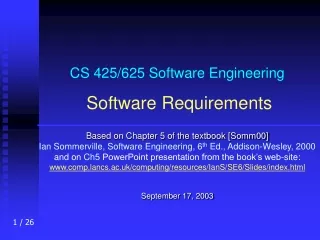 CS 425/625 Software Engineering Software Requirements