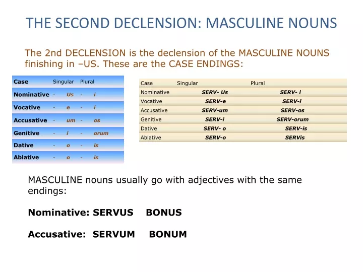 the second declension masculine nouns