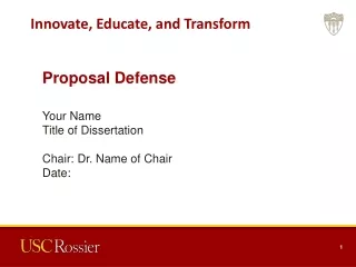 Proposal Defense Your Name Title of Dissertation Chair: Dr. Name of Chair Date: