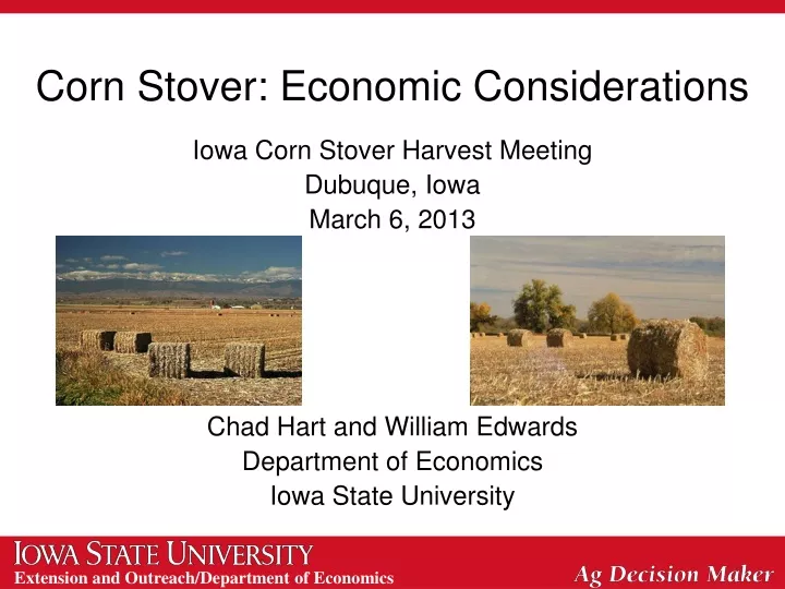 corn stover economic considerations
