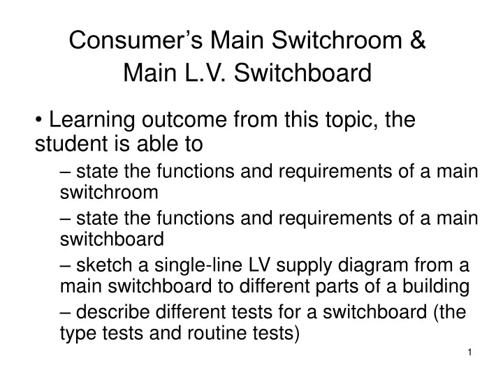 consumer s main switchroom main l v switchboard