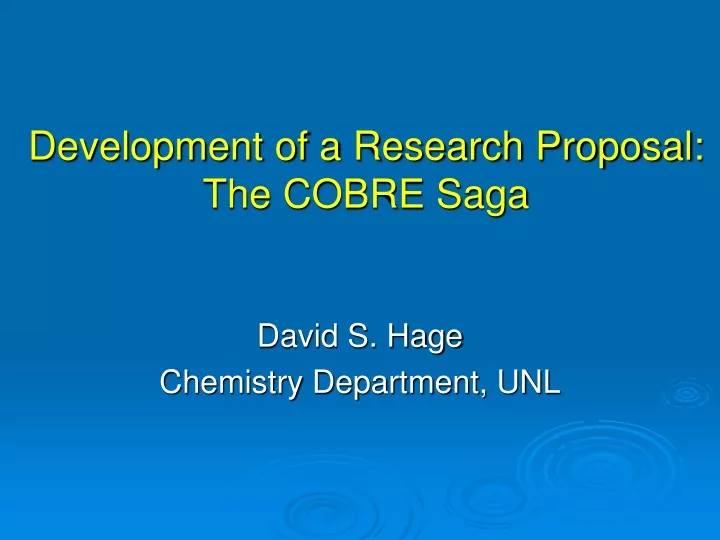 development of a research proposal the cobre saga