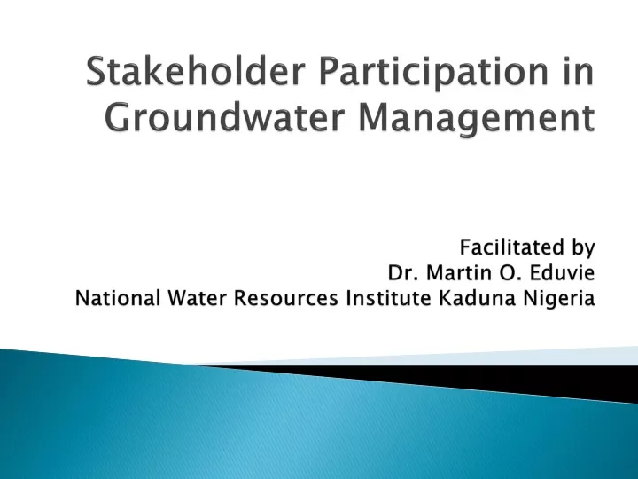stakeholder participation in groundwater