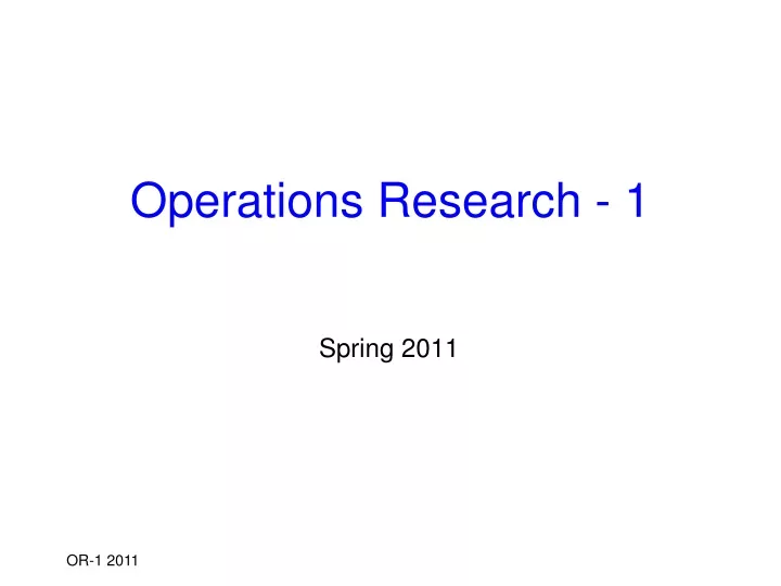operations research 1