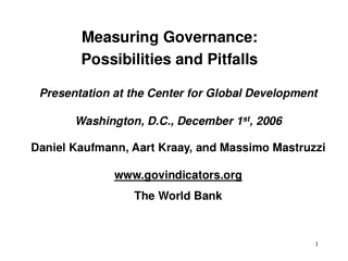 Measuring Governance:  Possibilities and Pitfalls