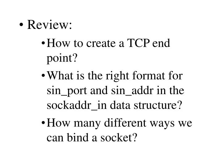 review how to create a tcp end point what