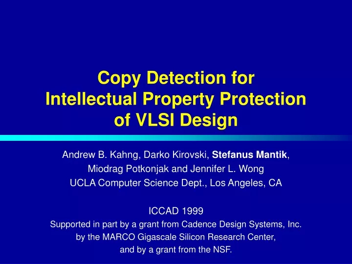 copy detection for intellectual property protection of vlsi design