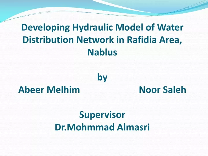 developing hydraulic model of water distribution