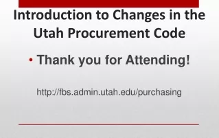 Introduction to Changes in the Utah Procurement Code