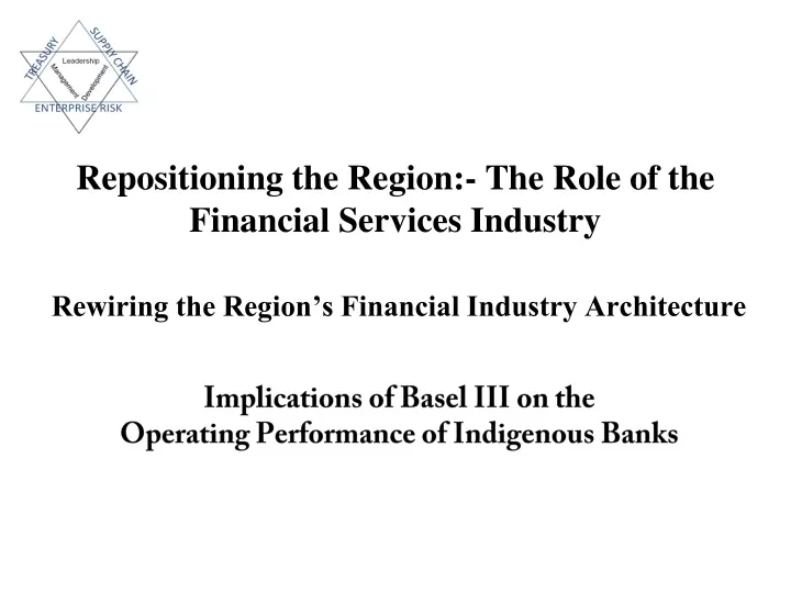 repositioning the region the role of the financial services industry