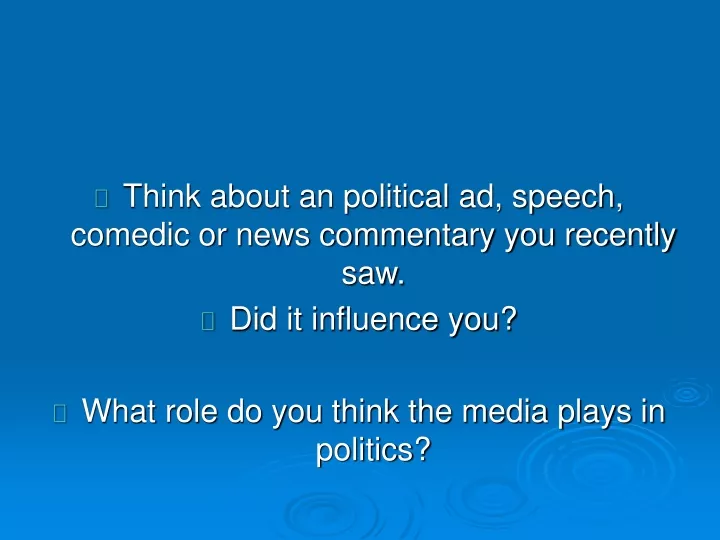 think about an political ad speech comedic