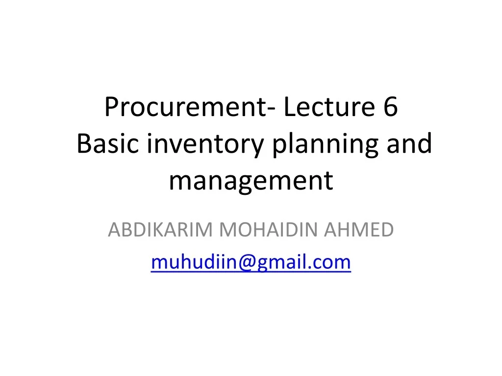 PPT - Basic Inventory Planning & Management Lecture PowerPoint ...