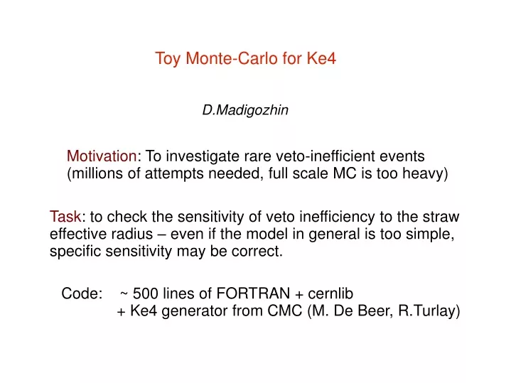 toy monte carlo for ke4