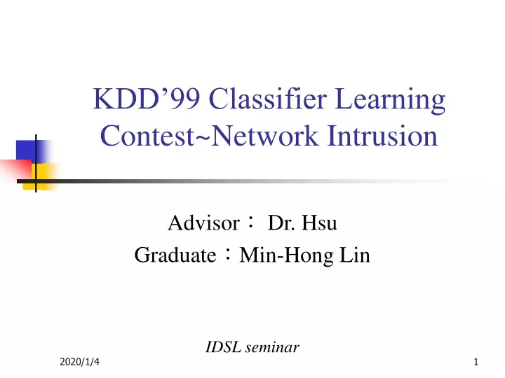 kdd 99 classifier learning contest network intrusion