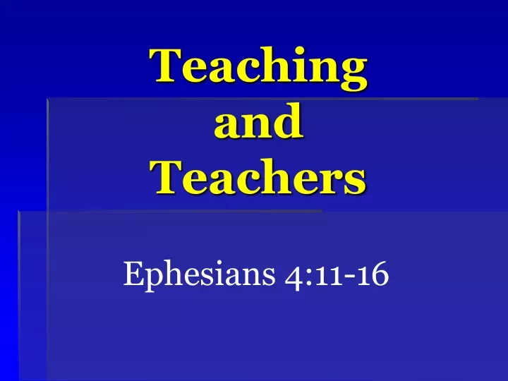 teaching and teachers