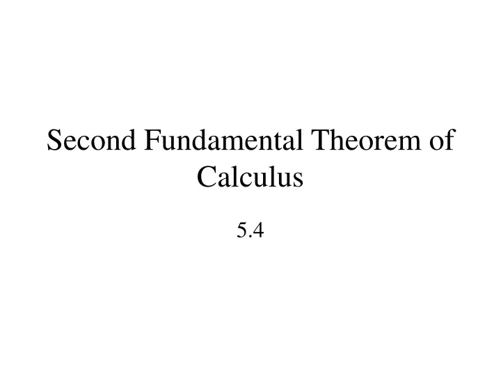 second fundamental theorem of calculus