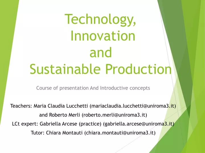 technology innovation and sustainable p roduction