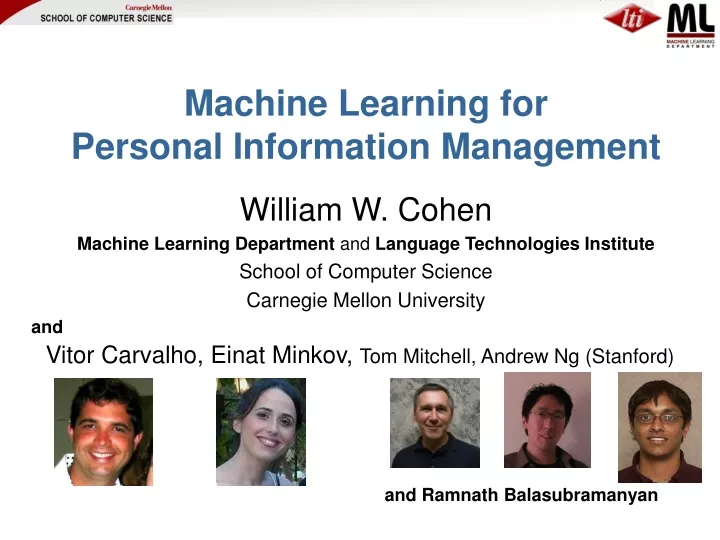 machine learning for personal information management