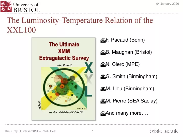 the luminosity temperature relation of the xxl100