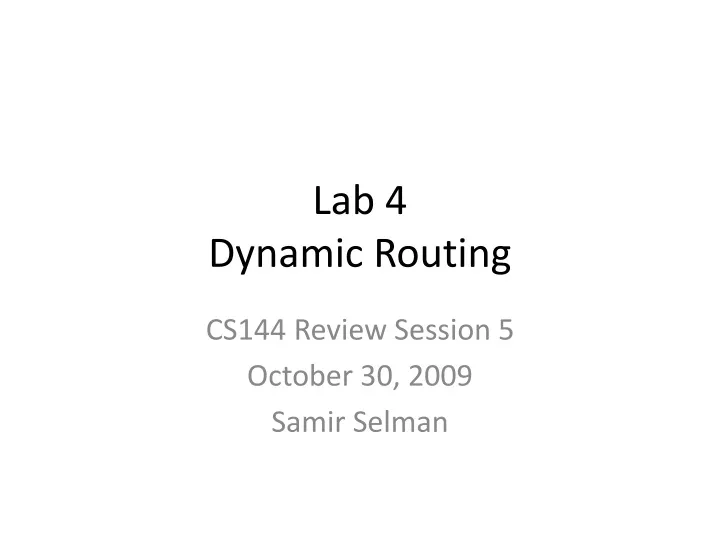 lab 4 dynamic routing