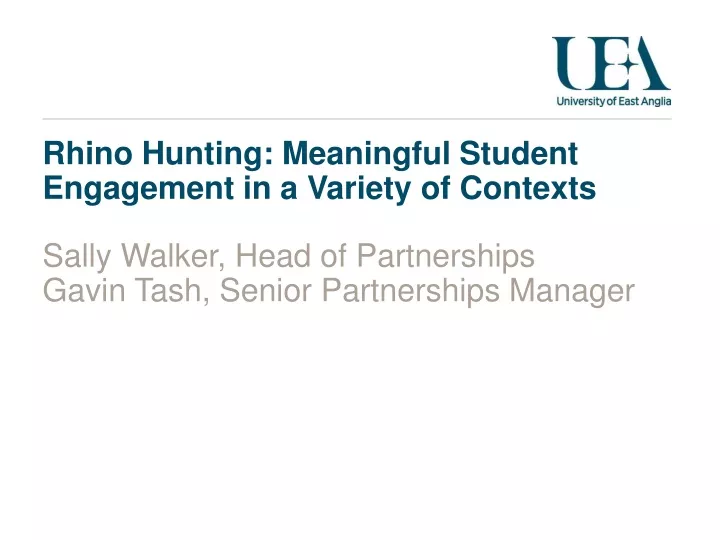 rhino hunting meaningful student engagement in a variety of contexts