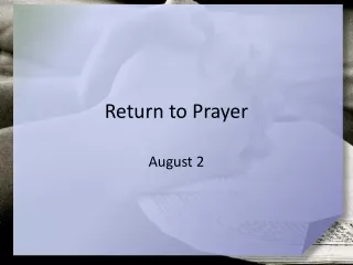 Return to Prayer