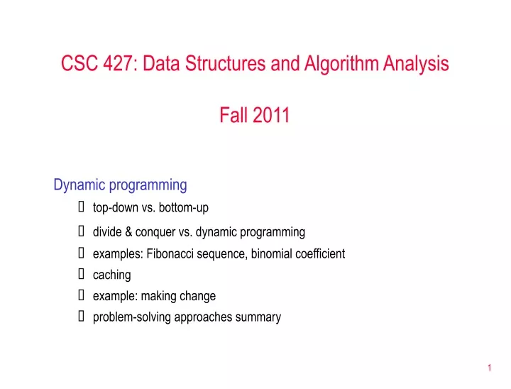 csc 427 data structures and algorithm analysis
