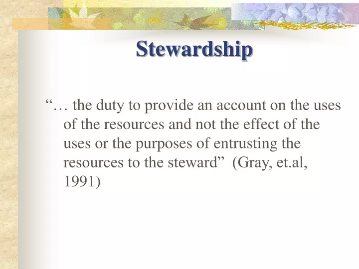 stewardship