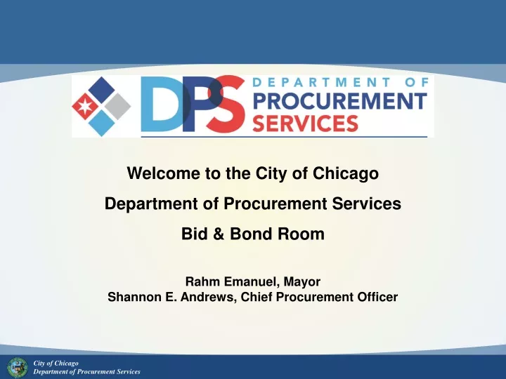 welcome to the city of chicago department