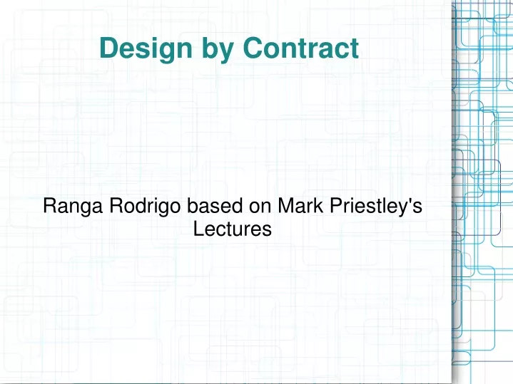 ranga rodrigo based on mark priestley s lectures