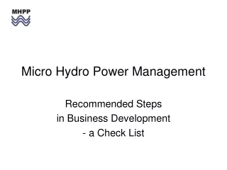 Micro Hydro Power Management