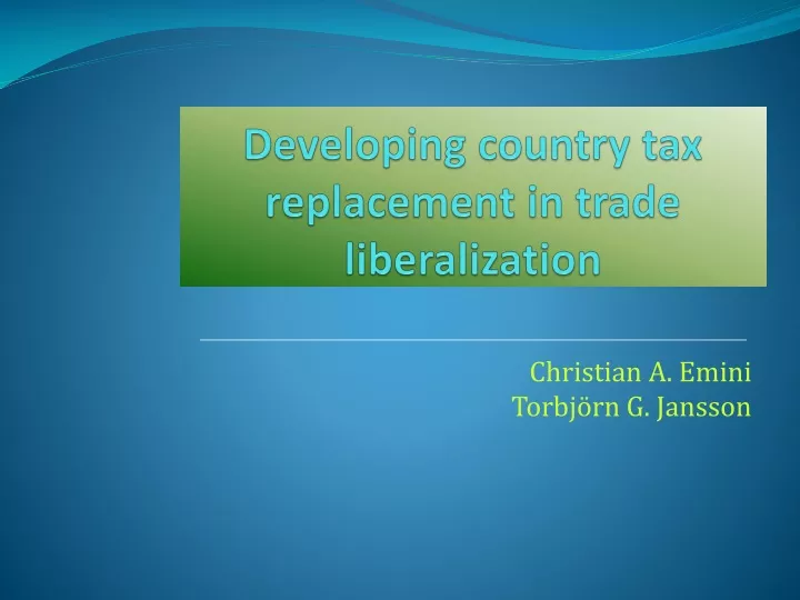 developing country tax replacement in trade liberalization