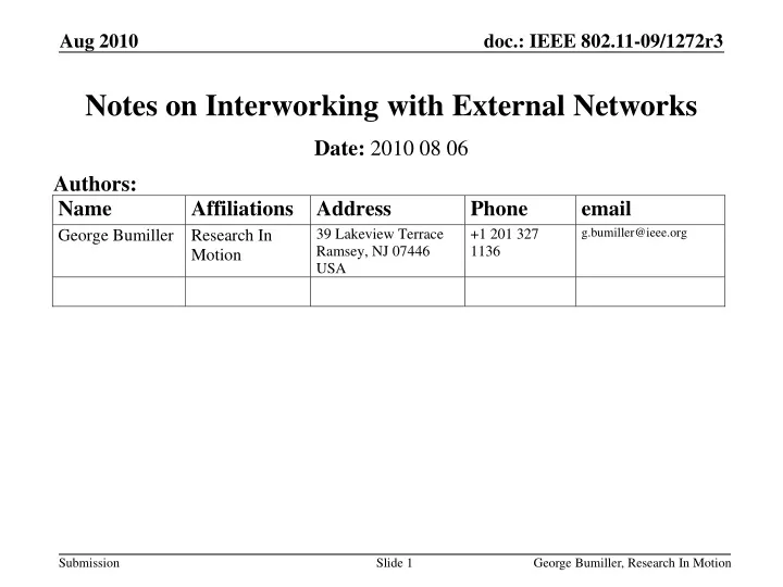 notes on interworking with external networks
