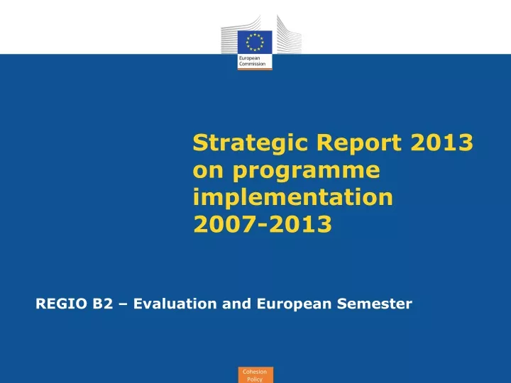 strategic report 2013 on programme implementation 2007 2013