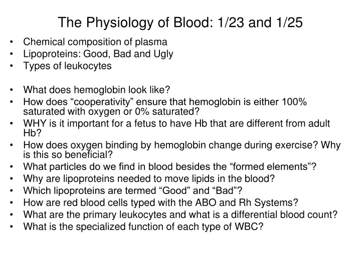 the physiology of blood 1 23 and 1 25