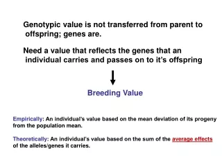 Genotypic value is not transferred from parent to  offspring; genes are.