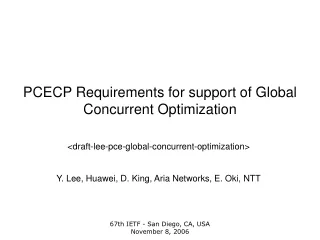 PCECP Requirements for support of Global Concurrent Optimization