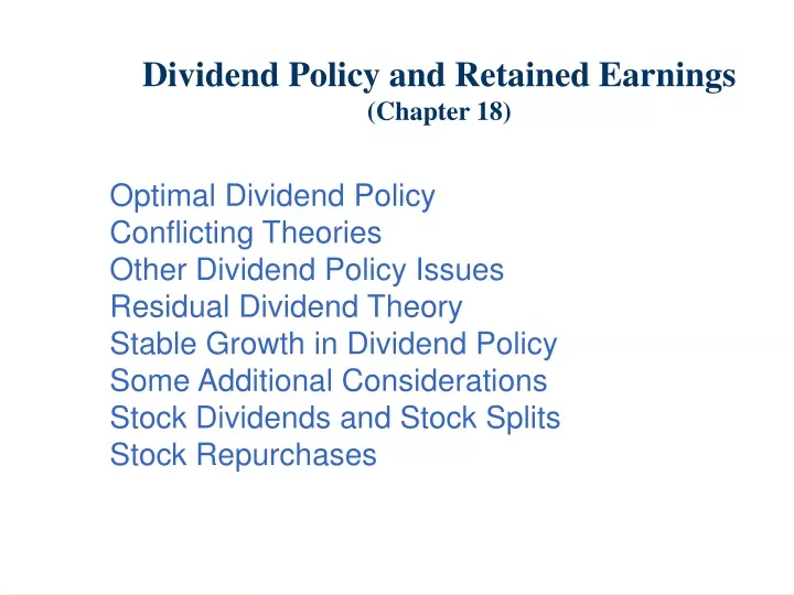 dividend policy and retained earnings chapter 18