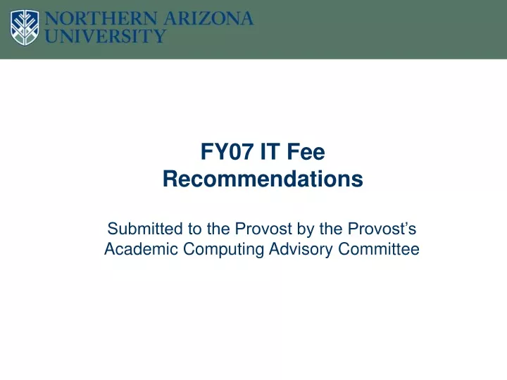 fy07 it fee recommendations