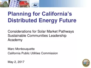 Planning for California’s Distributed Energy Future