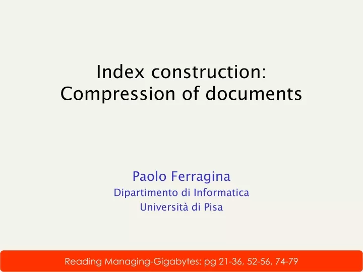 index construction compression of documents