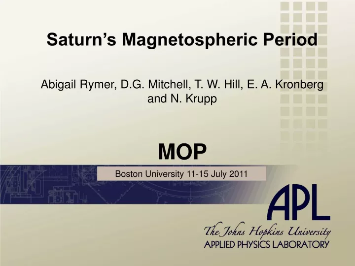 saturn s magnetospheric period abigail rymer