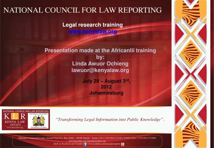 legal research training www kenyalaw org