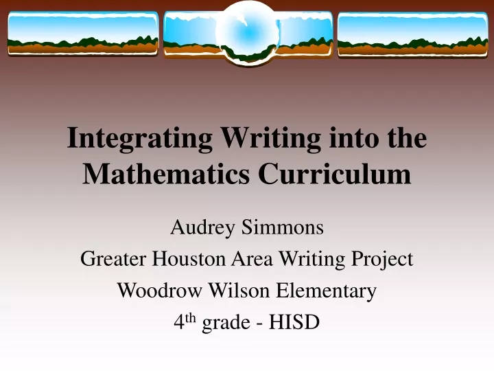 integrating writing into the mathematics curriculum