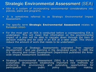 Strategic Environmental Assessment  (SEA)