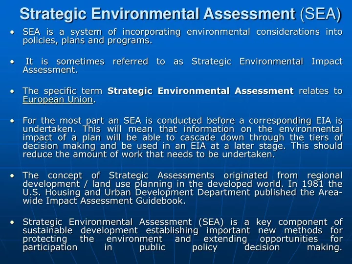 strategic environmental assessment sea