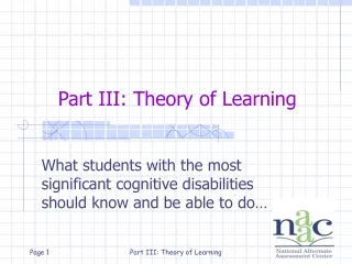 Part III: Theory of Learning