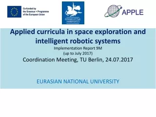 Applied curricula in space exploration and intelligent robotic systems  Implementation Report  9 M