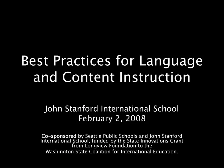 best practices for language and content instruction