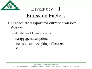 Inventory - 1 Emission Factors